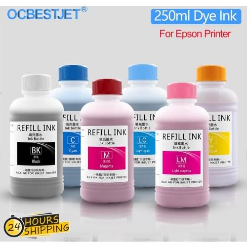 250ML/Bottle Refill Dye Ink kit For Epson P50 1390 1400 1410 1500W 960 R200 R220 R265 R270 R290 R300 R320 R340 inkjet Printer