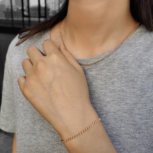 3mm Jewelry Sets For Women Snail Wheat Bead Link Chain Bracelet Necklace Sets 585 Rose Gold Wedding Party CS22