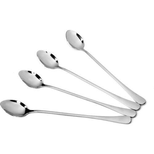4x Stainless Steel Spoons Latte Coffee Honey Cusp Head Spoon Tableware for coffee ice cream sundaes -Silver