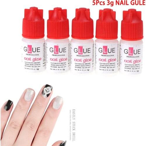 5Pcs Nail Glue Fast-dry Adhesive Acrylic Nail Art False Tips 3g Decoration Glue Nail Tips Rhinestone Faker Nail Cosmetic Tool
