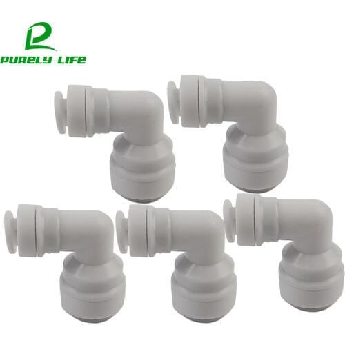 5pcs Water purifier L-Type fast joint No buckle 3/8"to1/4 elbow connection pipe fitting RO Aquarium System Plastic curved joints