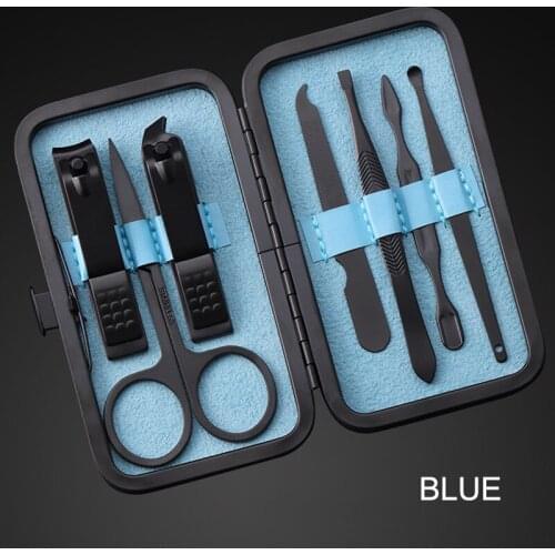 7 Pcs Stainless Steel Nail Clipper Manicure Pedicure Nail Tools Set with Case