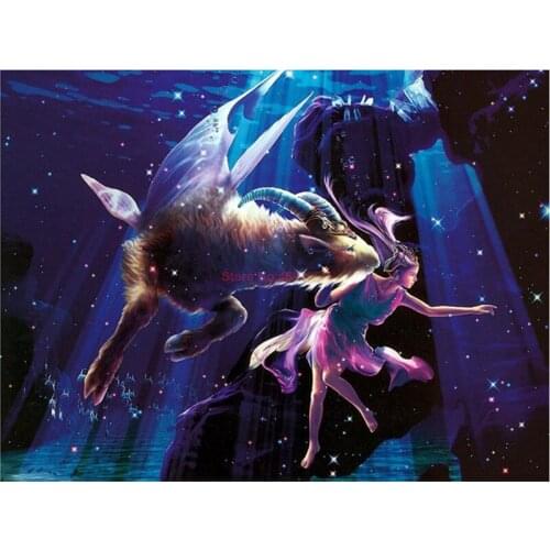 Zodiac Sign Capricorn 5D DIY Diamond Painting Cross Stitch Full Square Diamond Embroidery Full Round Diamond Mosaic Home Decor