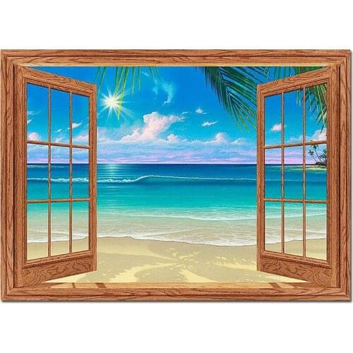 DIY Full Square/Round Drill diamond painting Window Towards To Sea mosaic 3d embroidery Cross Stitch 5D Home Decor