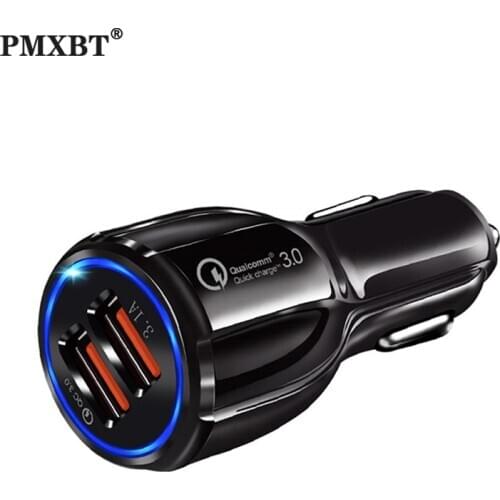 Car USB Charger Quick Charge 3.0 2.0 Mobile Phone Chargers 2 Port USB For Iphone Xs Huawei P30 Samsung S10 Cable In Car Charging
