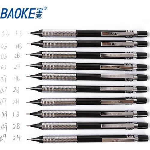 Baoke High Quality 0.3/0.5/0.7/0.9mm Fine Arts Mechanical Automatic Pencil Drafting Metal Pencil for professional Drawing Comic