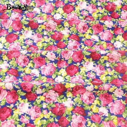 Booksew Cotton Poplin Fabric Meter Fabric For Sewing Blue Dress Blooming Rose Printed Art Work Shirt New Arrival Home Textile