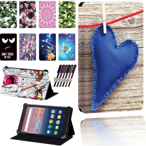 Case for Alcatel OneTouch Pixi 3 7"/8"/10"/Pixi 4 7" Tablet Case Foldable Dust-proof Protection Cover + Stylus