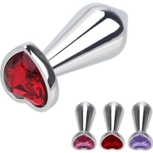 Erotic Heart Shaped Metal Adult Products Prostate Massager Anal Plug Butt Plug Crystal Jewelry Sex Toys for Men Women