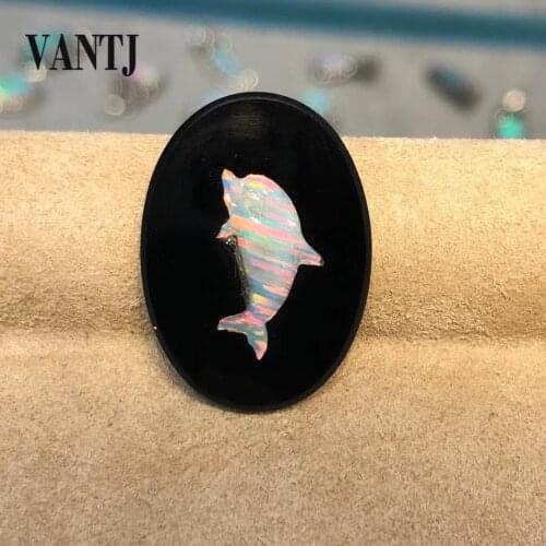 VANTJ Real Natural Opal Loose Gemstone Black Agate Whale Origin in Australia DIY Jewelry Women Party Gift Wholesale