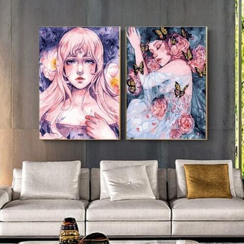 Painting By Numbers DIY Flower Girls 40x50cm Handmade Gift Paint By Number Canvas Kits Figure Acrylic Paint Decoration