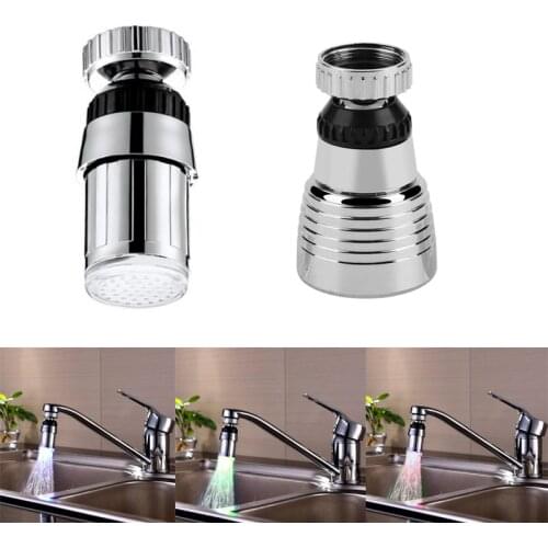360 LED Illuminated Faucet Light Degree Rotation Sensor Light Water Tap Kitchen Bathroom Colored LED Faucet Sprayer Kitchen