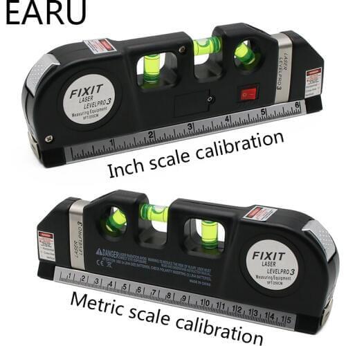 Laser Level Horizon Vertical Measure 8FT Aligner Standard Metric Rulers Multipurpose Measure Leveler Black Tape Aligner Bubbles