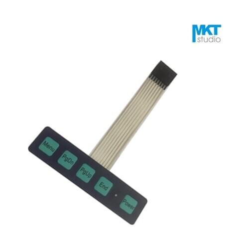 10Pcs Squared 104mmx24mm 1*5 Menu Membrane PVC Matrix Keypad Panel Switch For MCU Interface With Led Indicator