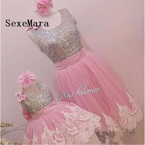 Cute Pink Puffy Baby Girl First Birthday Party Dress with Bow Flower Girl Dresses for Wedding Kids Party Gown