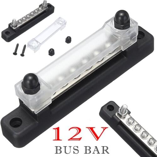 Power Distribution Earthing Block With Washer Cover And Split Ring Rated 12V 150A 6 Way Bus Bar Auto Marine Fitting