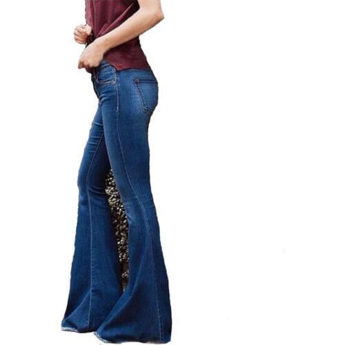 Autumn Winter Womens Jeans Casual Slim Stretchy Denim Tassels Jeans Oversized Long Flare Pants Light Blue Trousers for Women