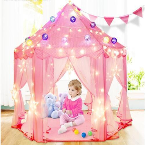 Portable Childrens Tent Toy Dry Pool Wigwam Princess Tent For Kids Girls Castle Playhouse Small House Baby Folding Beach Tent