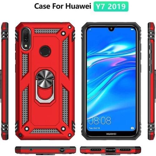 Shockproof Armor Soft PU Huawei nova4 Y5 Y6 Y7 Y9 Prime Y6 Y7Pro 8a 9Plus PSmartZ Metal Ring Car Magnetic Bracket Protector Case