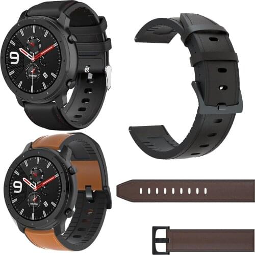 Silicone +Leather Straps Watchband Wristband For Huami Amazfit GTR 47mm 42mm/Amazfit GTS/2/2S Smart Accessories Wriststrap shift