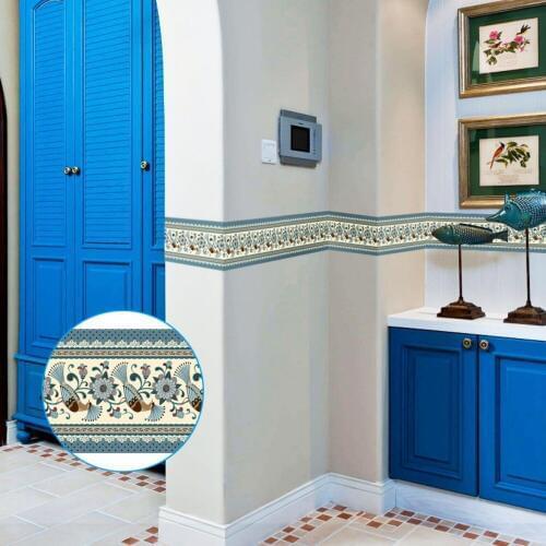 Wallpaper Self Adhesive Baseboard LivingRoom BathroomCool Color Peacock Pattern Waistline Wall Stickers YX015