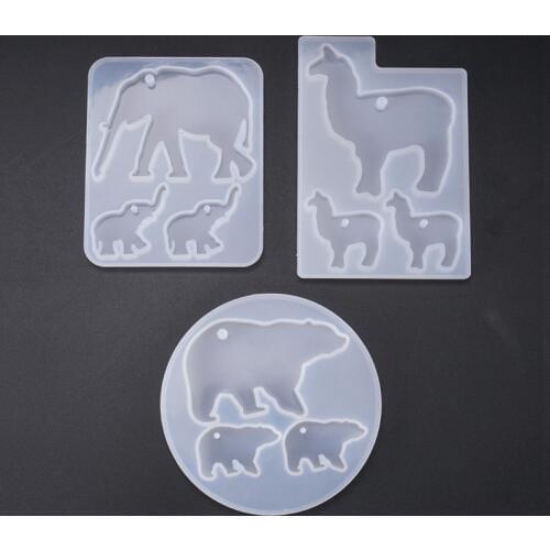 DIY crystal dropper mold hanging mold elephant Alpaca polar bear triple size silicone mold