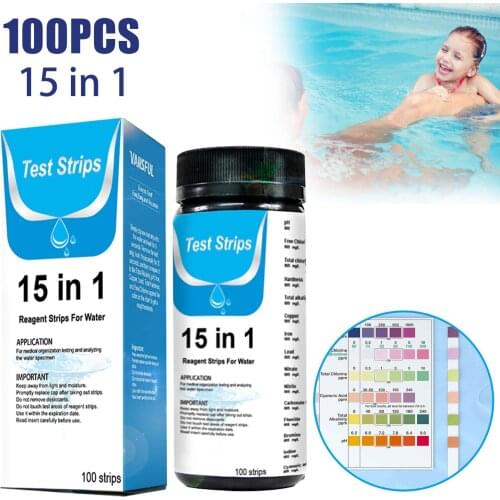 15-in-1 Pool Test Paper 1 Pieces Of Ph Pool Test Paper Swimming Pool Fish Tank Residual Value Alkalinity Hardness Test Strip