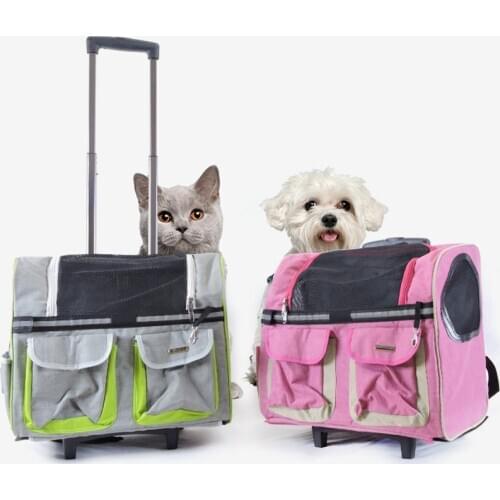 Pet Supplies Dogs Shoulder Trolley luggage Teddy Out suitcase Cat Kitten Cat Cage Out Cats & Dogs Travel Transport Bag on wheels