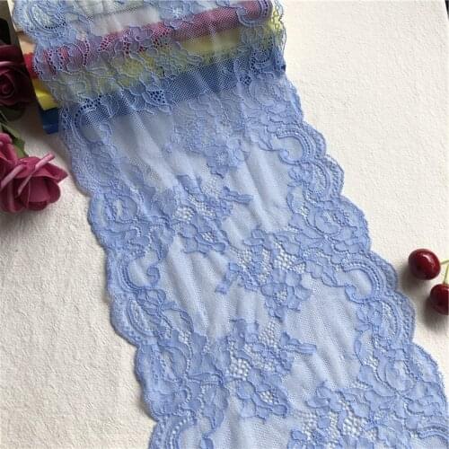 Clothing Decoration Wide Lace and Embroidery 21CM Spandex Fabric Top High Quality Elastic Knitted Jacquard Polyester