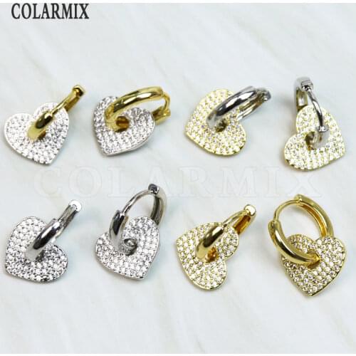 10 Pairs Mix shape Zirconia Drop earrings Gold earrings Star ,heart shape Jewelry dangle earrings women earrings 8495