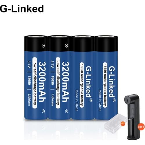 100% Original high quality G-Linked 18650 battery 3.7V 3200mAh 18650 rechargeable batteries for flashlight