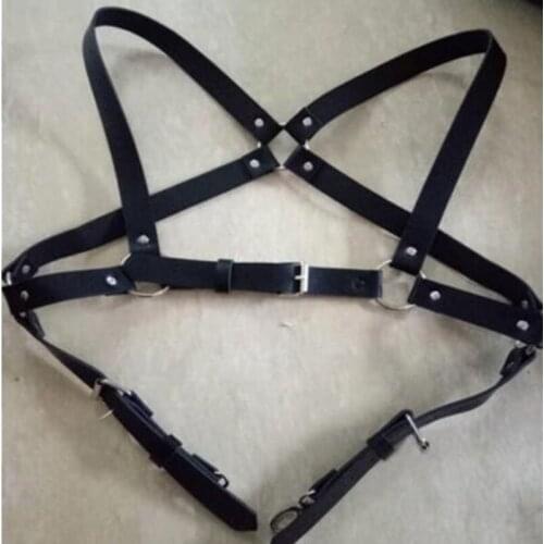 2021 High-end Fashion Adjustable Male Suspenders Faux Leather Alloy Buckle Shouder Strap Casual For Punk Cowboy Decoration