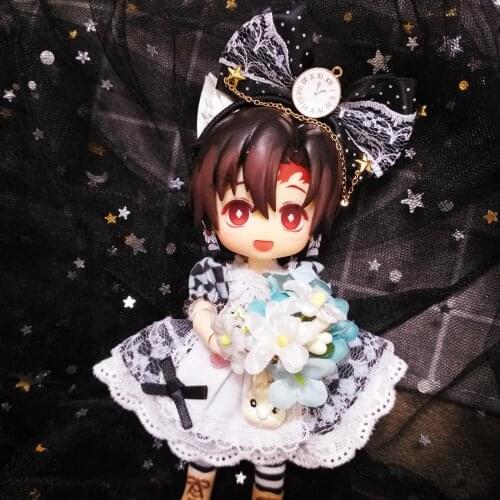 3Pcs/Set 1/12Doll [Dress+headhair+socks] 1/12Doll Clothes (Fit obitsu11,BJD12,cu-poche,P9, Molly)