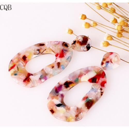 Acrylic earrings for women resin bohemian geometric neon green korean fashion statement jewelry dangle 2019 trendy wholesale cc