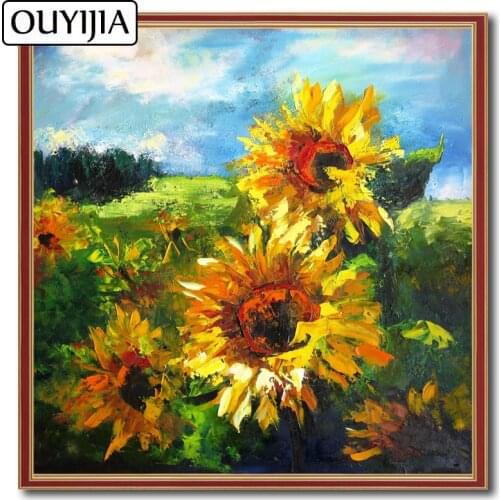 OUYIJIA 5D DIY Diamond Painting Flowers Fruit Plant Square Diamond Sunflower Mosaic Embroidery Rhinestones Picture Cross Stitch