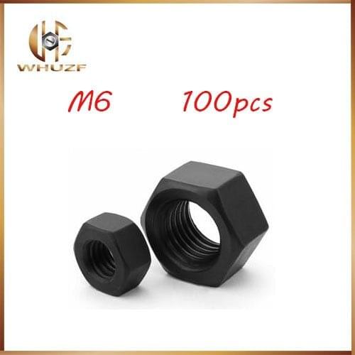 Free shipping 100pcs/Lot Metric Thread M6 Black Grade 8.8 Carbon Steel Hex Nut Hexagonal Nut Screw Nutstainless bolts,nails