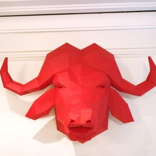 3D Paper Model Buffalo Cow Bull Head papercraft home decor room wall decoration Puzzles Educational DIY Toys Gift for Children