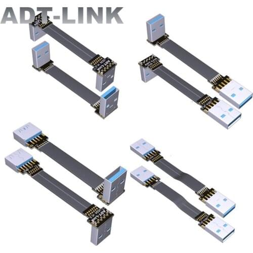 USB3.0 USB-A To Type A Male/Female Flat Cable UP/Down Angled 90 Degree Data Cable USB Connect Wire Extension Cord Riser Adapter