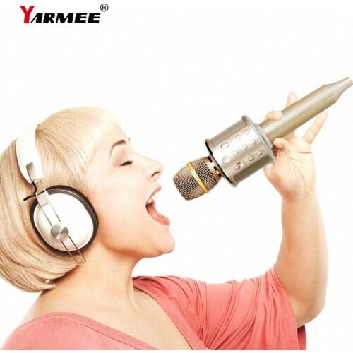 YARMEE Bluetooth Karaoke Microphone Wireless Microphone Professiona Speaker Handheld Microfone Player Singing Recorder Mic