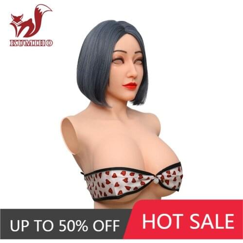 KUMIHO L Size Super Realistic Fake Breasts D Cup Ailce Style Silicone breast forms underwear without eyes can open mouth