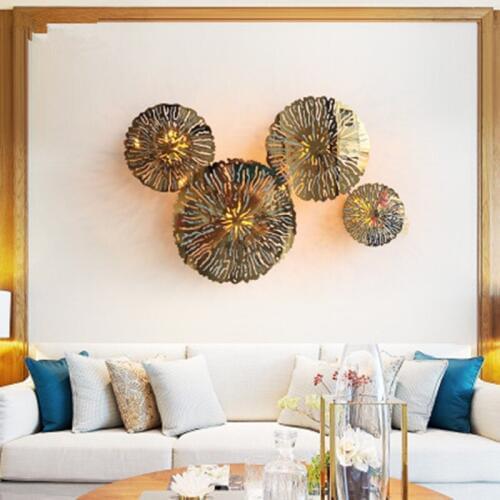 Lotus wall lamp decoration living room background wall stair bedside mirror front lamp model room aisle light luxury lamp