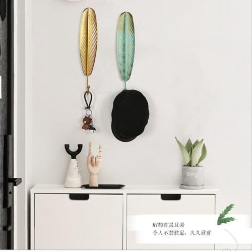 American Peacock Feather Metal Kitchen Bathroom Coat and Hat Entrance Key Hook Single Wall Hook Decorations for Home Home Decor