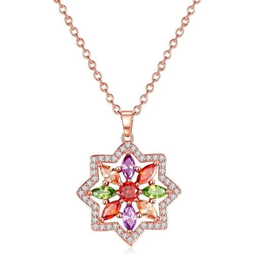 ZSLBS Fashion Pendant Necklace For Women Necklaces Crystal Flower Copper Zircon Colorful Jewelry Accessorie Bijoux Collier