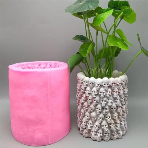 Skull Flowerpot Silicone Mold Fondant Cake Mold Resin Plaster Chocolate Candle Candy Mold