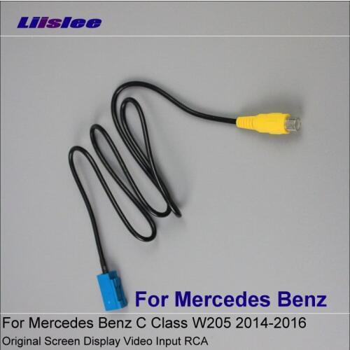 Liislee Original Video Input RCA Adapter Wire For Mercedes Benz C Class W205 2014-2016 Rear Back Camera Switch Connector Cable