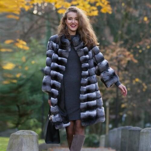 Luxury Coat Women Real Rabbit Fur Jacket With Stand Collar Overcoat 2021 New Arrival