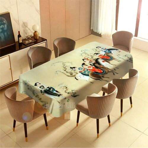 Hand Painted Chinese Painting Beautiful Lady Riding Tablecloth Art Indoor And Outdoor Decoration