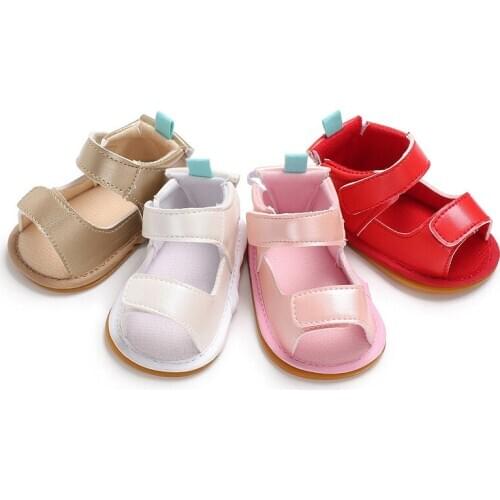 Stylish Baby Boys Girls Sandals Toddler Solid Color Slip-On Shoes Summer Baby PU Leather Sandals 0-18Months