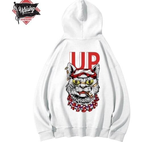 UPRISING Hoodies, Sweatshirts Men Hip Hop Harajuku Streetwear Letter Japanese Kanji Cats Printed long Sleeve Cotton Casual Tops