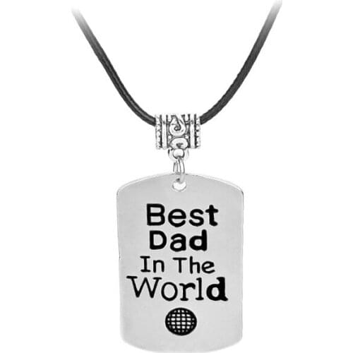 Vintage Men Necklace Letter best dad in the world Dog Pendant For Gifts Wholesale 12pcs/lot